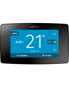 A black square thermostat with rounded edges showing the temperature set to 72.