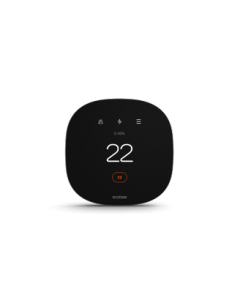 A photo showing an ecobee thermostat with temperature control. The thermostat is square with rounded corners.